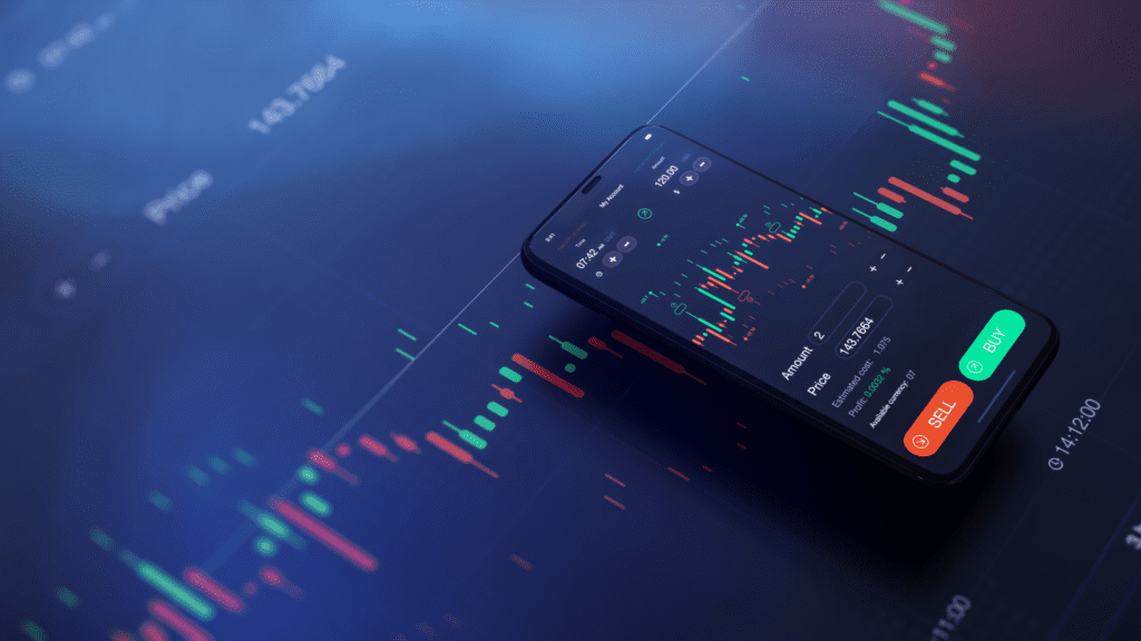 futuristic stock exchange on a mobile trading app