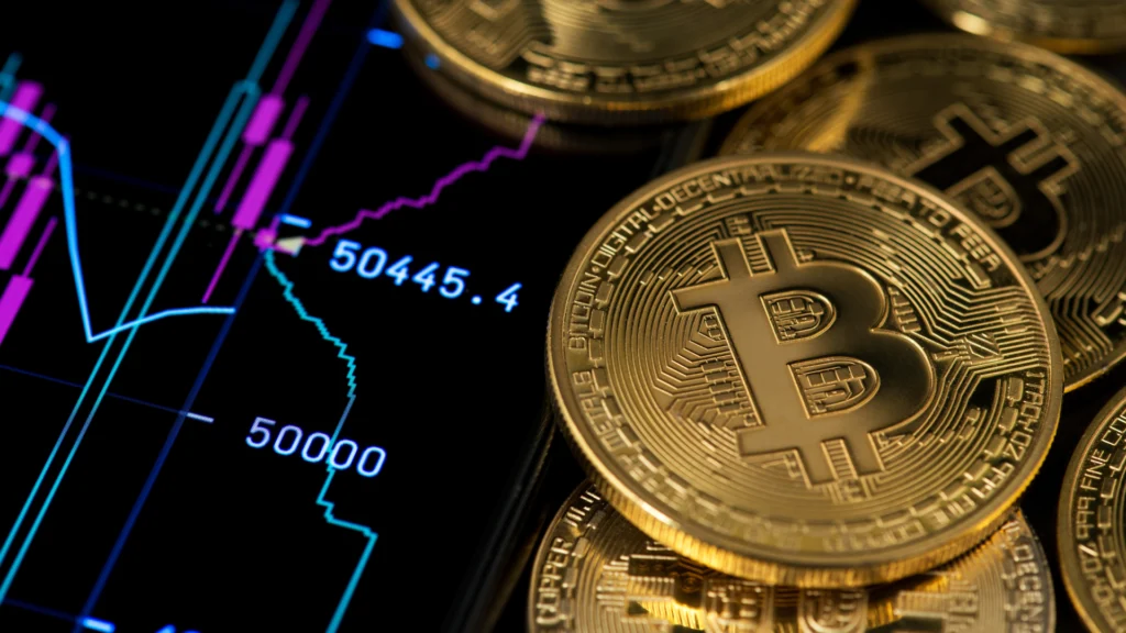 bitcoin cryptocurrency stock market concept