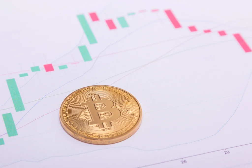 cryptocurrency bitcoin above a trading chart