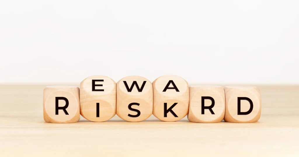 trading risk reward wooden blocks