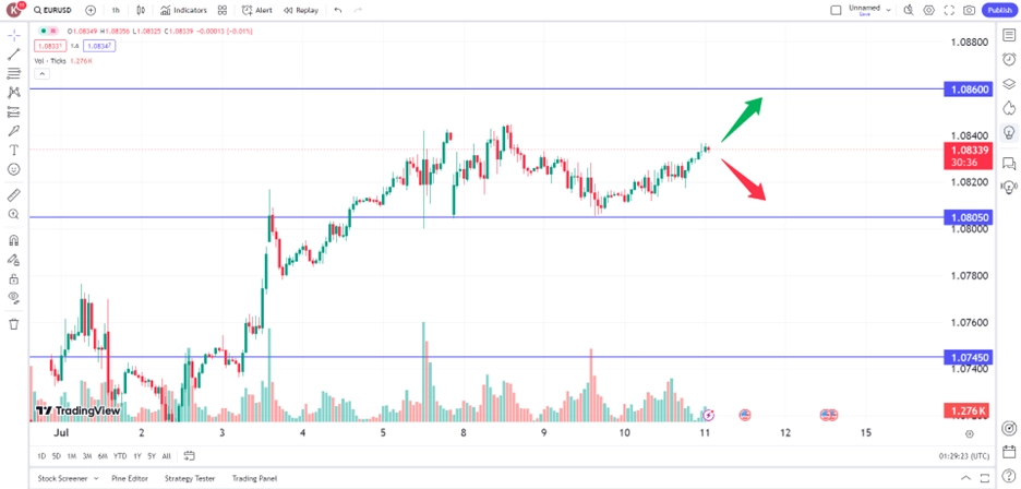 euro gains on renewed rate cut expectations trading opportunities 11 July 2024