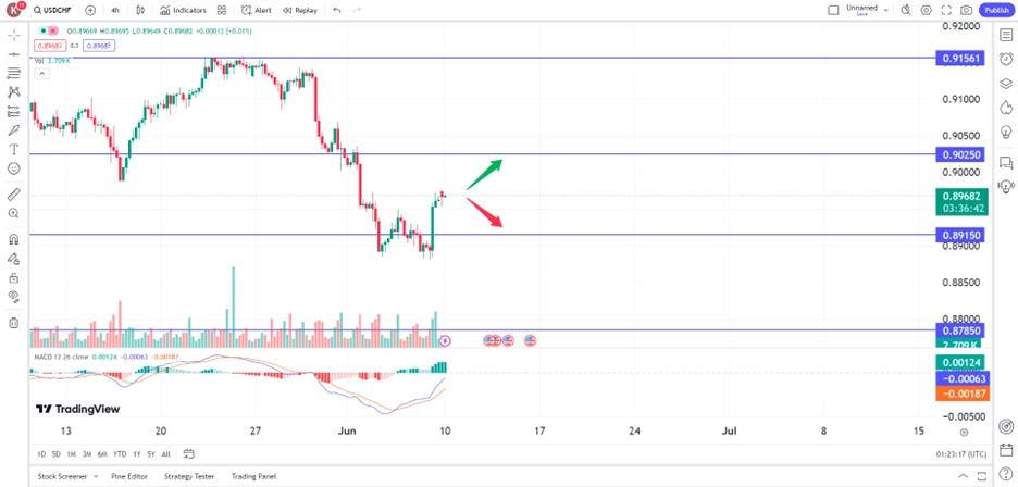 USD/CHF rose on robust US labor market data trading opportunities 10 June 2024